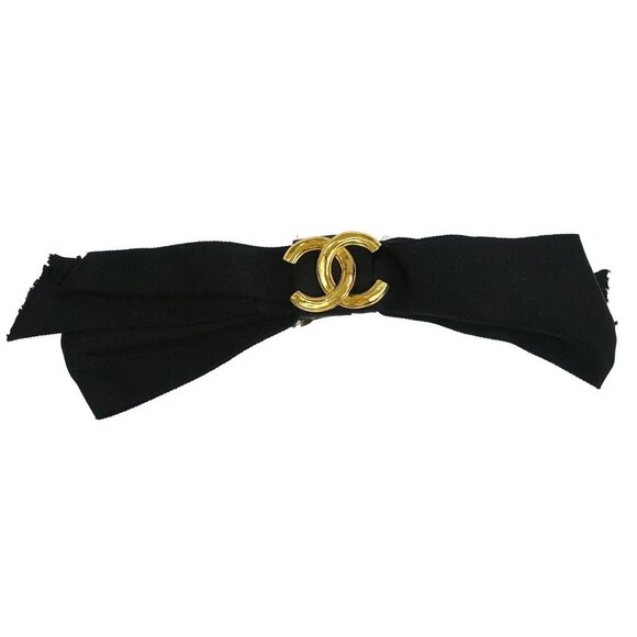 Chanel Bow Hair Barrette Black Satin Hair Accessories 115954 main image 4